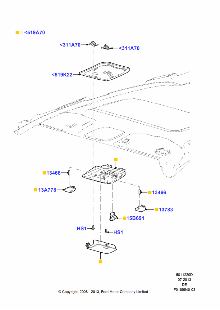 20D - Console - Overhead, Ford Division Derivative; 04/FEB/2009-29/JUL/2012