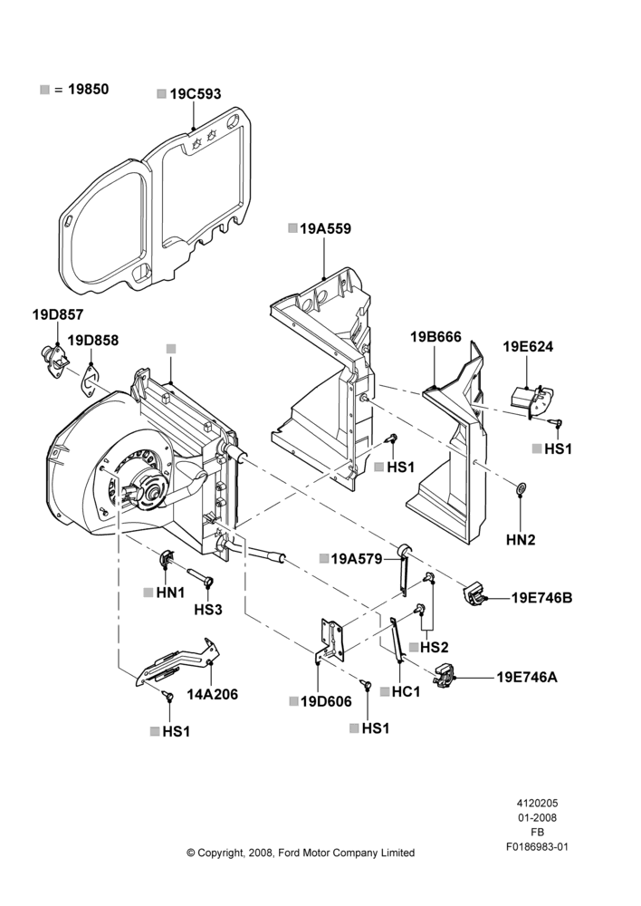 05F - Heater/Air Cond.External Components, With Automatic Air Conditioning, Evaporator And Blower Main Unit Assembly; 02/JAN/2008-26/SEP/2011