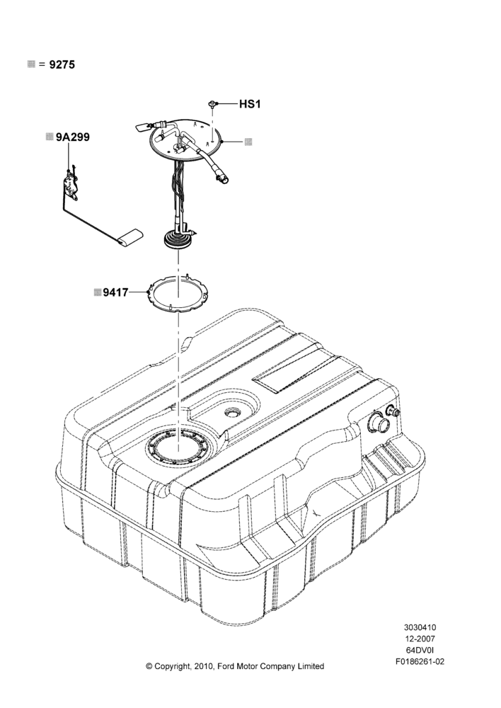 10F - Fuel Pump And Sender Unit, 6.4L Diesel V8 Twin Turbo, Narrow Frame (Chassis Cab), With Aft-Of-Axle Fuel Tank, With Aft-Of-Axle/Mid-Ship Fuel Tank, Aft Of Axle Tank; 30/JUL/2007-12/FEB/2010