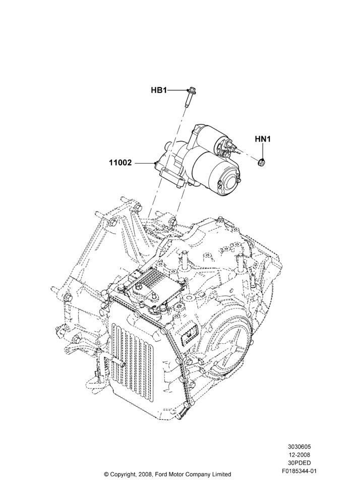 05F - Starter Motor, 3.0L 4V OHC V6 Duratec 230HP; 04/FEB/2009-29/JUL/2012