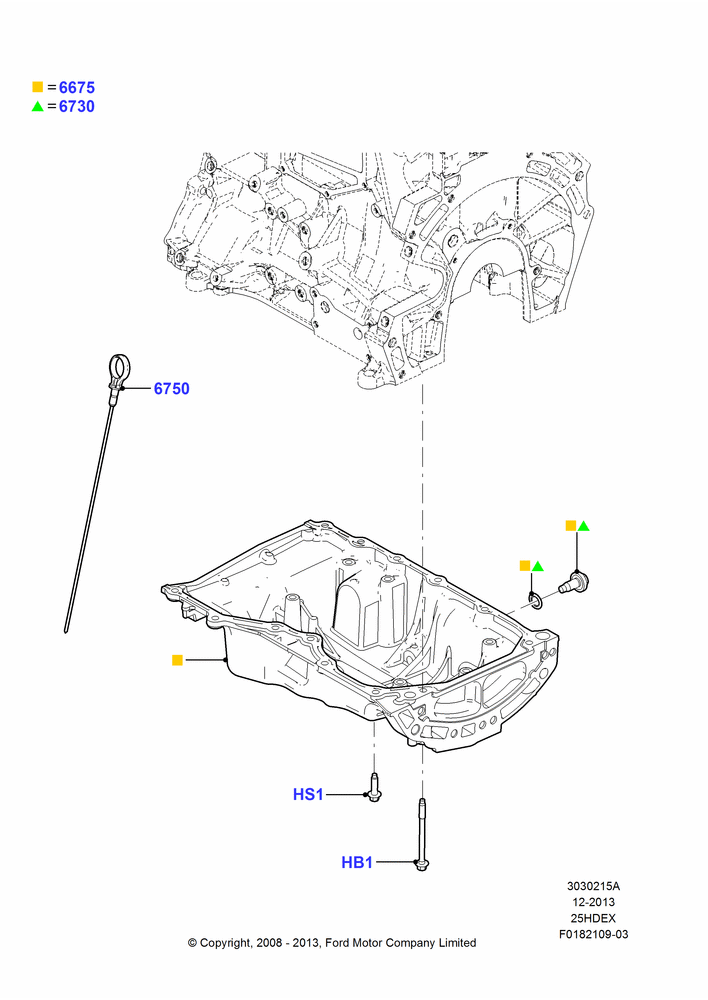 15A - Oil Pan/Oil Level Indicator, 2.5L Duratec (110kW/150PS); 23/JUN/2008-29/APR/2012