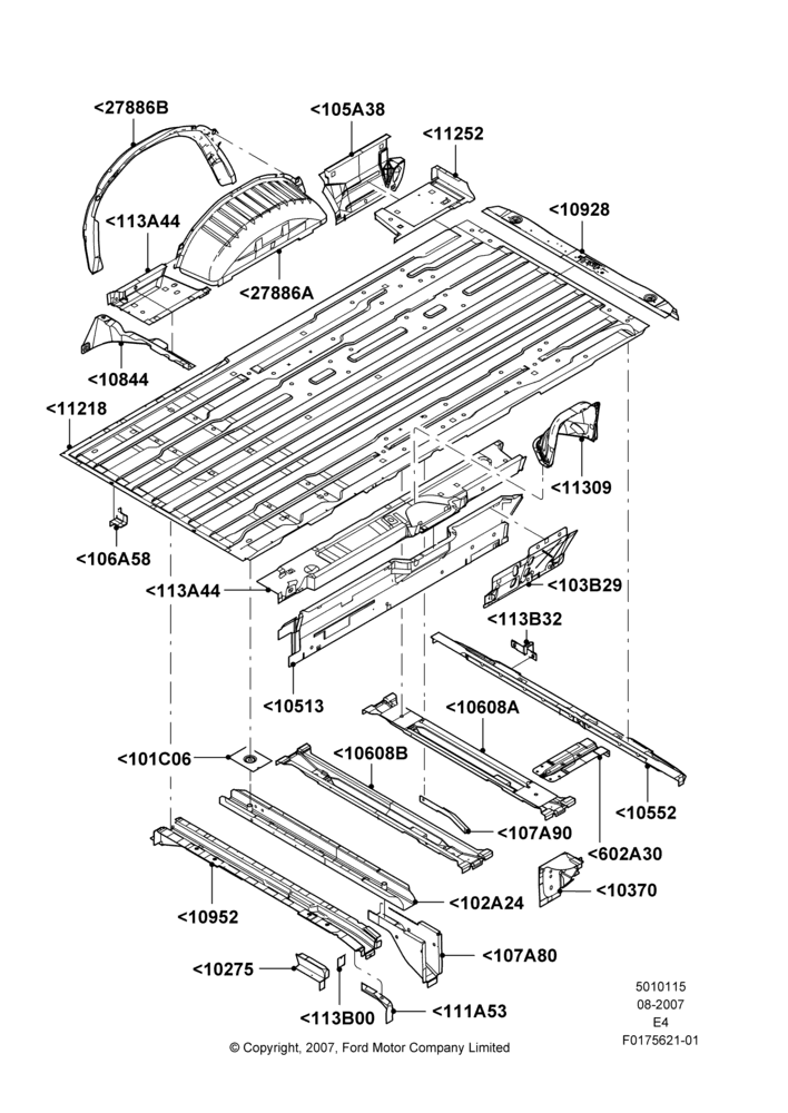 15C - Floor Pan - Center and Rear, Regular Van, Regular Wagon; 06/AUG/2007