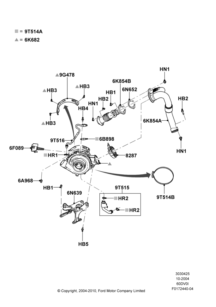 25B - Turbocharger, 6.0L OHV Diesel V8; 04/NOV/2004-18/DEC/2006