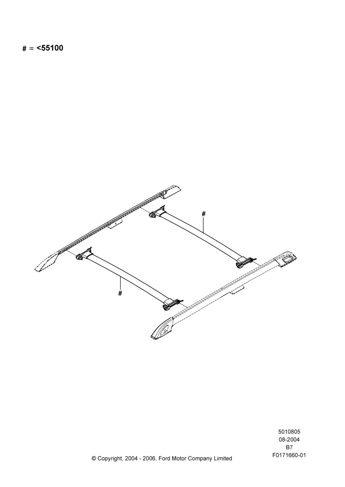 05XF - Roof Rack Systems, Accessory, With Cross Bars; 02/AUG/2004-02/AUG/2006