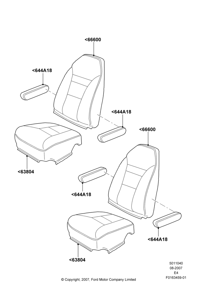 40G - Rear Seat Covers, With 2nd Row Dual Captain Chairs; 06/AUG/2007