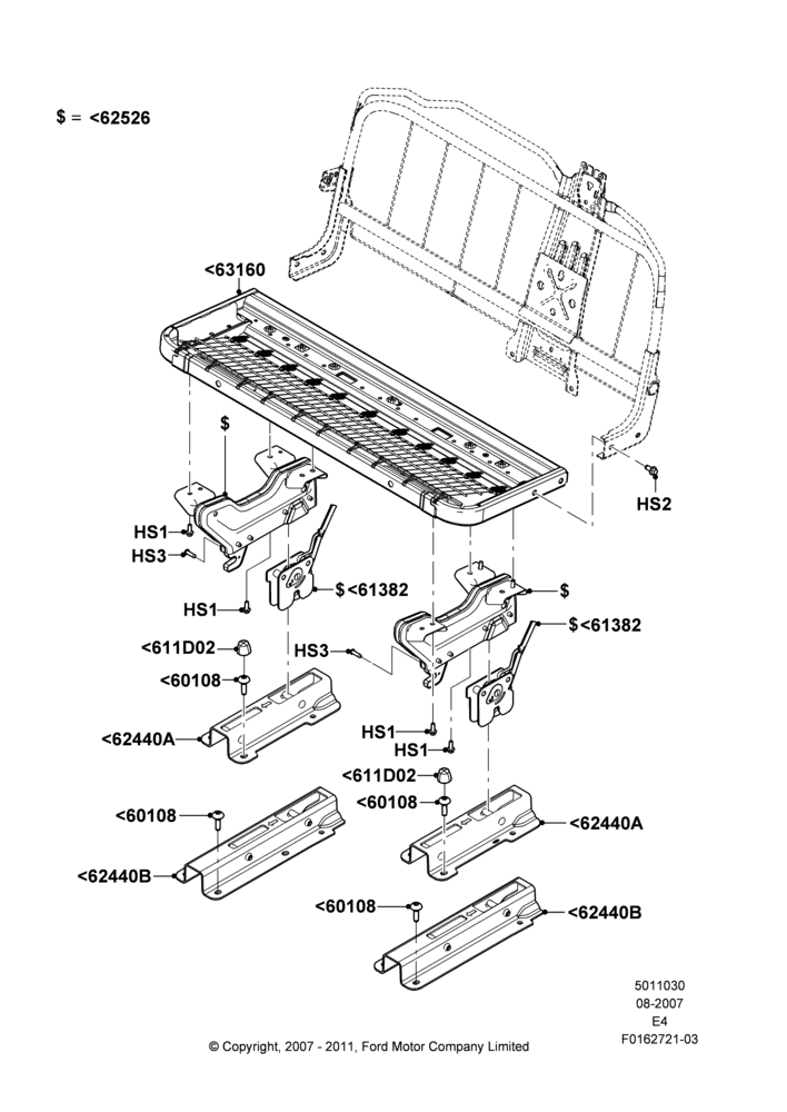 30H - Rear Seat Base, With 3rd Row Bench Seat; 06/AUG/2007