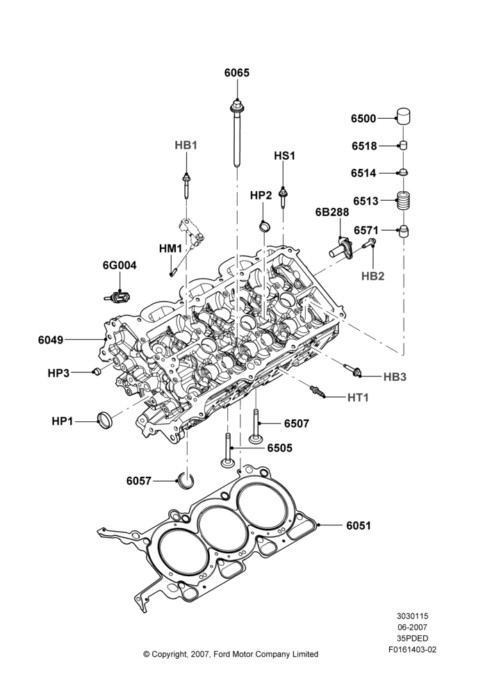 15B - Cylinder Head, 3.5L 4V DOHC VCT SMPI V6 Gas; 18/JUN/2007-15/JUN/2009