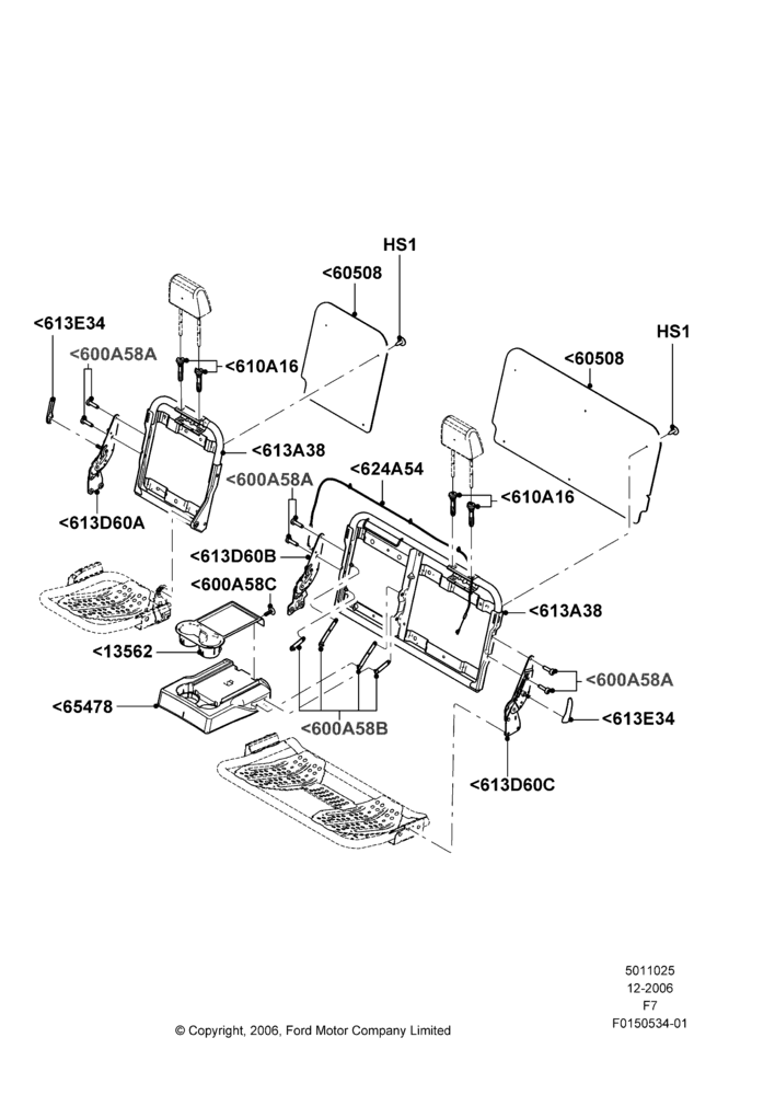 25H - Rear Seat Back, 2nd Row 60/40 (3 P) Folding Seat, Crew Cab; 18/DEC/2006-12/FEB/2010