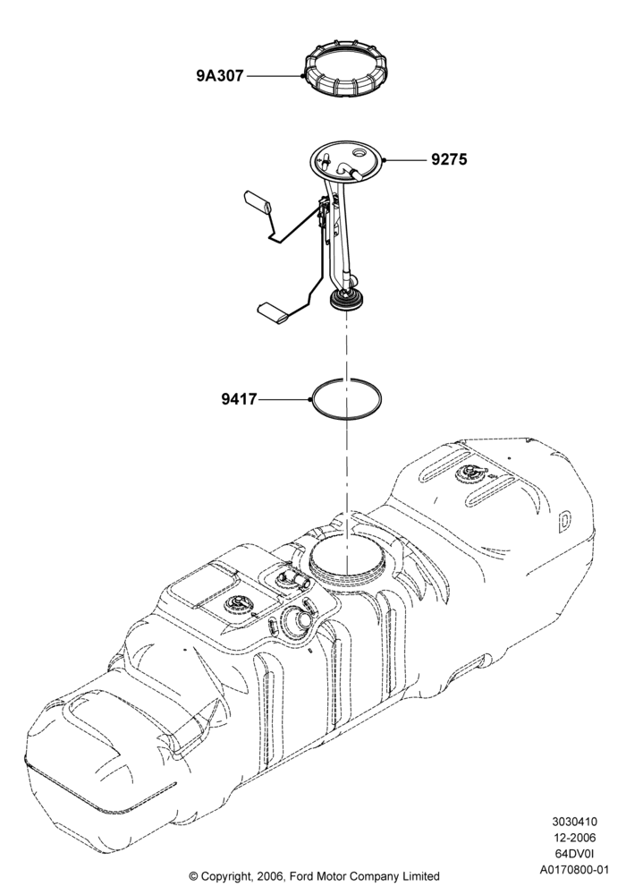 10B - Fuel Pump And Sender Unit, 6.4L Diesel V8 Twin Turbo, Wide Frame (Pickup), Less Second Unit Body; 18/DEC/2006-30/JUL/2007
