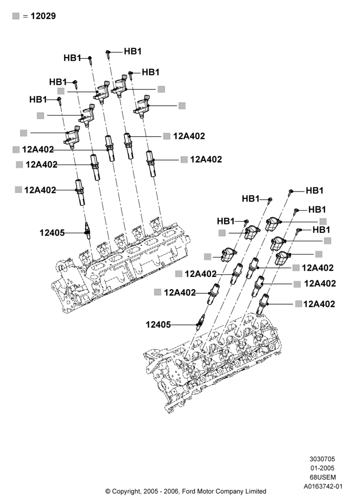 05B - Ignition Coil and Wires/Spark Plugs, 6.8L Gas EFI V10; 03/JAN/2005-19/JAN/2010