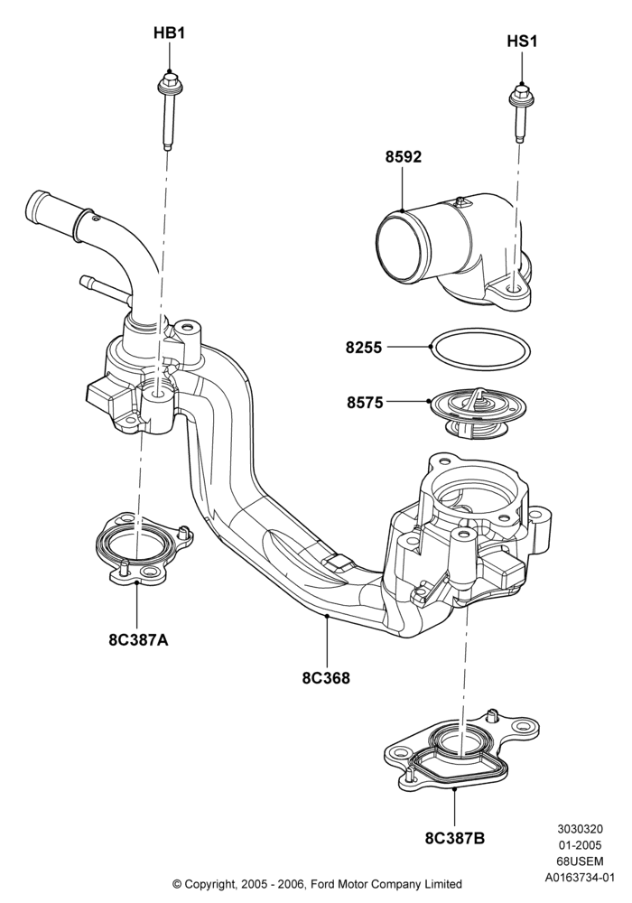 Thermostat/Housing & Related Parts, 6.8L Gas EFI V10