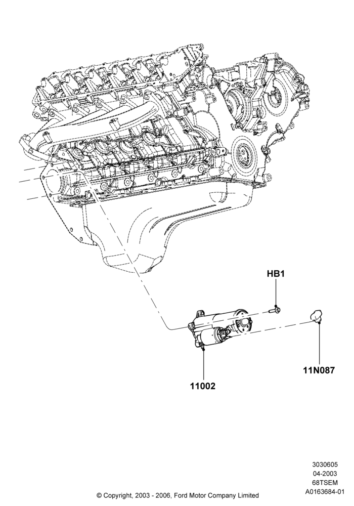 05B - Starter Motor, 6.8L SOHC EFI NA V10 Gas; 04/AUG/2003-03/JAN/2005