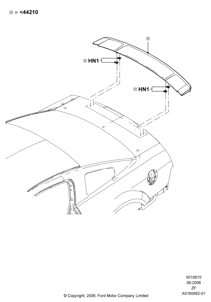 15C - Spoiler and Related Parts, Base, With Rear Spoiler, Production Installed; 06/JUN/2006-26/FEB/2009