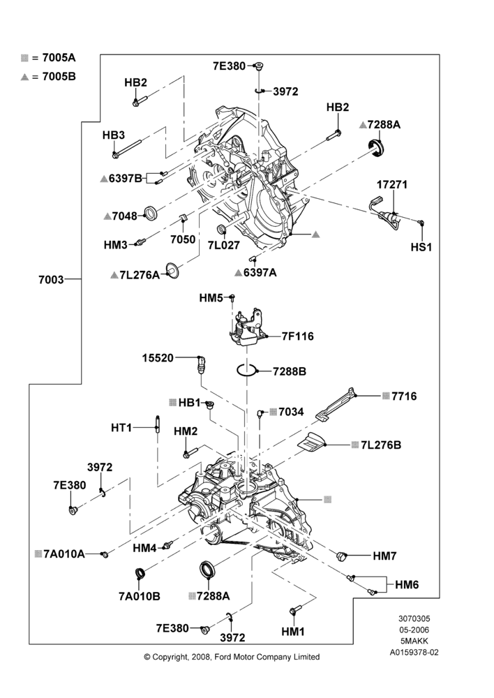 05A - Manual Transmission and Case, 2WD, 5 Speed Manual Transmission - AK; 01/MAY/2006-29/APR/2012