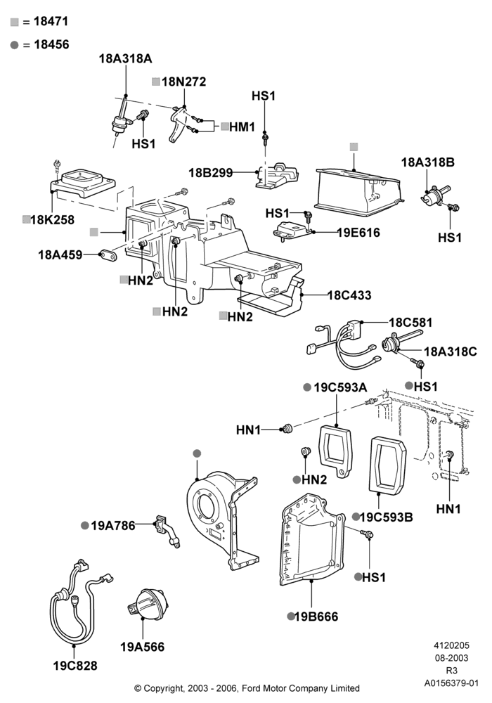 05A - Heater/Air Cond.External Components, Less Air Conditioning; 04/AUG/2003-16/DEC/2011