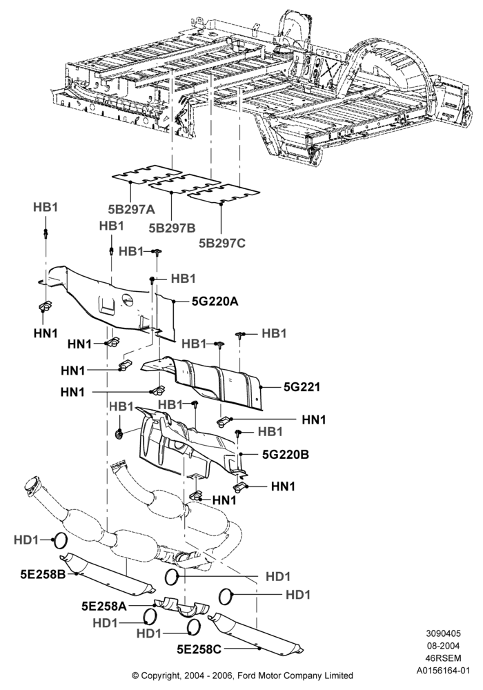 Heat Shields - Exhaust System, Less Special Equipment Package, Romeo 4.6 SOHC EFI