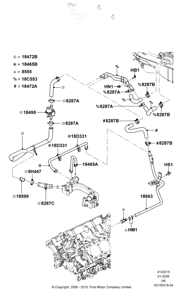15C - Heater Hoses, 4.6L 3V V8; 30/JAN/2006-29/OCT/2010