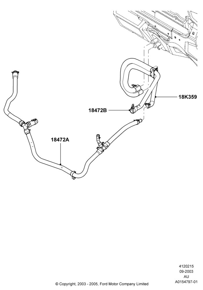15E - Heater Hoses, 2.0L Duratec HE (137PS); 05/APR/2004-27/AUG/2007