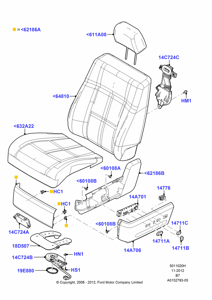 20H - Front Seat Pads/Valances & Heating, With Bucket Front Seats, With Temp Control Drivers Seat, With Temp Control Passenger Seat; 02/AUG/2006-11/AUG/2014