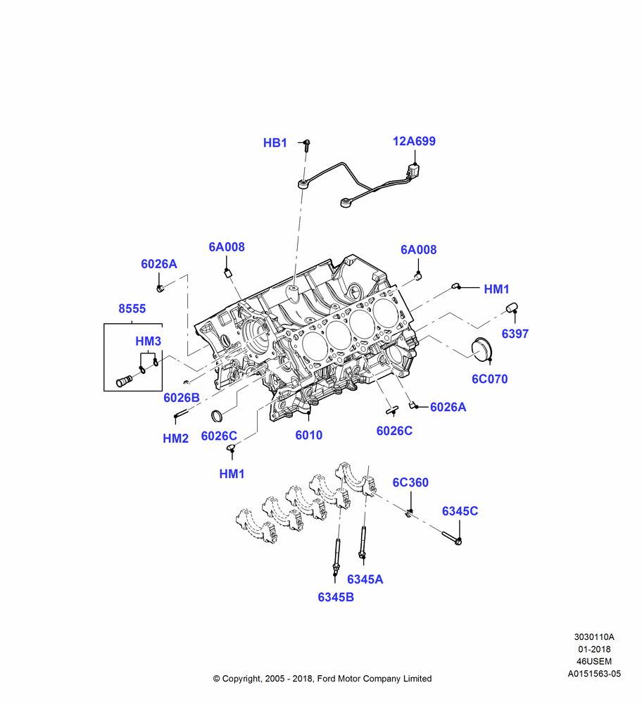 10A - Cylinder Block and Plugs, 4.6L 3V V8; 19/JUL/2005-16/DEC/2010