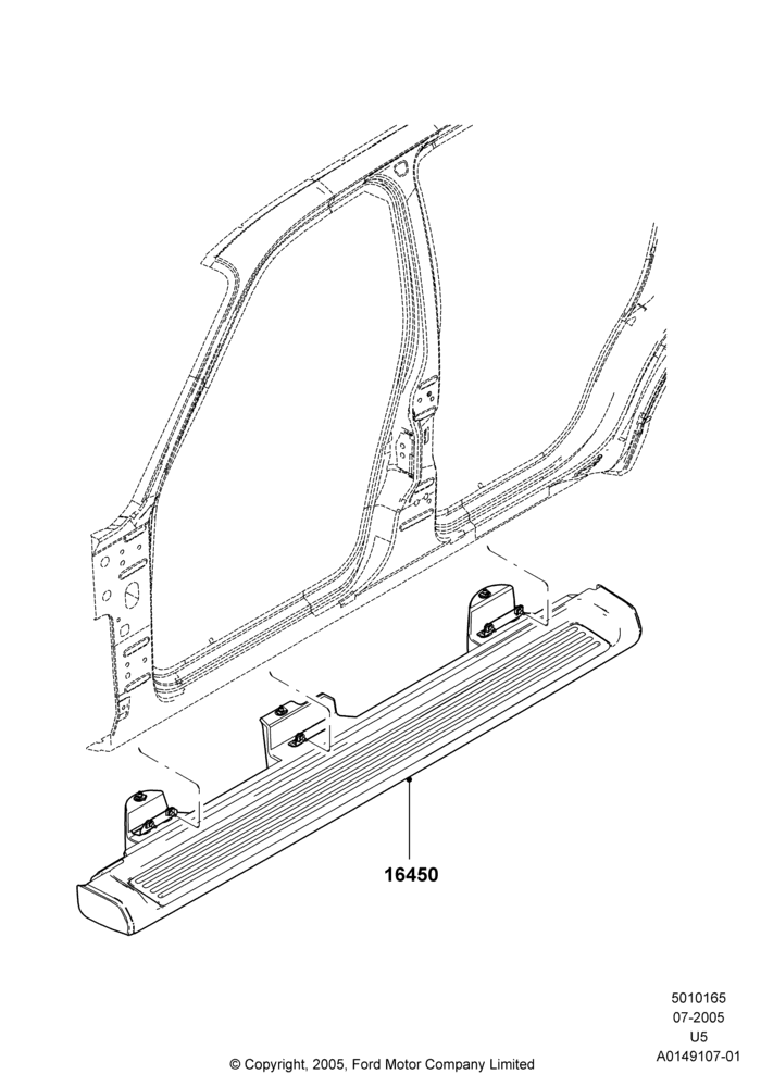 65V - Running Boards/Side Steps, Accessory Molded Running Boards; 19/JUL/2005-16/DEC/2010