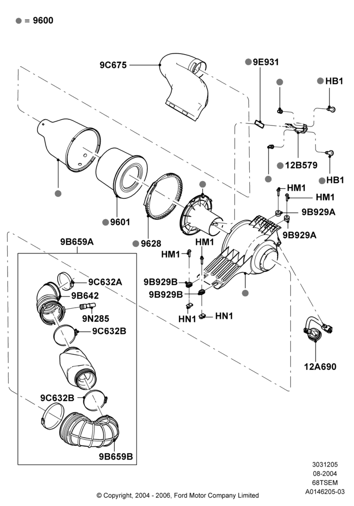 05A - Air Cleaner, 6.8L SOHC EFI NA V10 Gas; 02/AUG/2004