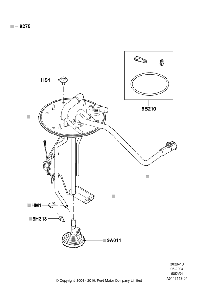 10E - Fuel Pump And Sender Unit, 6.0L  OHV Diesel V8 DI, With Mid-Ship Fuel Tank; 02/AUG/2004-18/AUG/2008