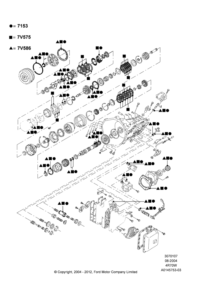 07C - Automatic Transmission Gasket Kits, 4 Spd A/T AODEW/4R70E W/TSS, 4 Spd A/T AODEW/4R75E W/TSS, 4 Speed Automatic 4R75E Livonia; 02/AUG/2004