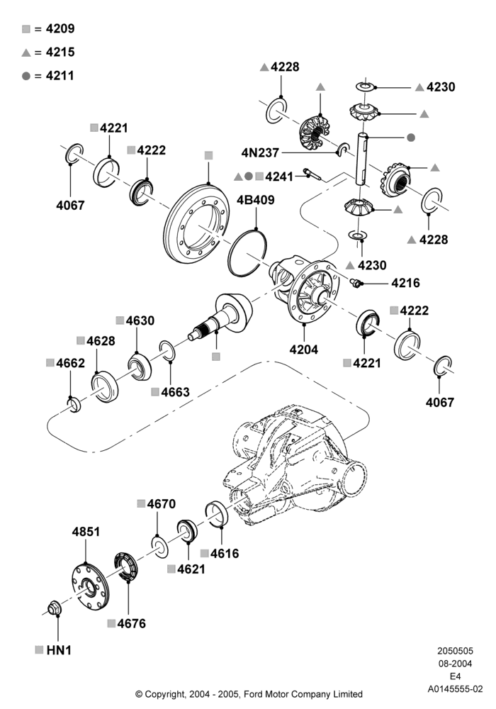 05A - Components - Rear Axle Diff & Carr., Ford 150 Series, Rear Axle Less Limited Slip Diff, Romeo 4.6 SOHC EFI; 02/AUG/2004-16/OCT/2006