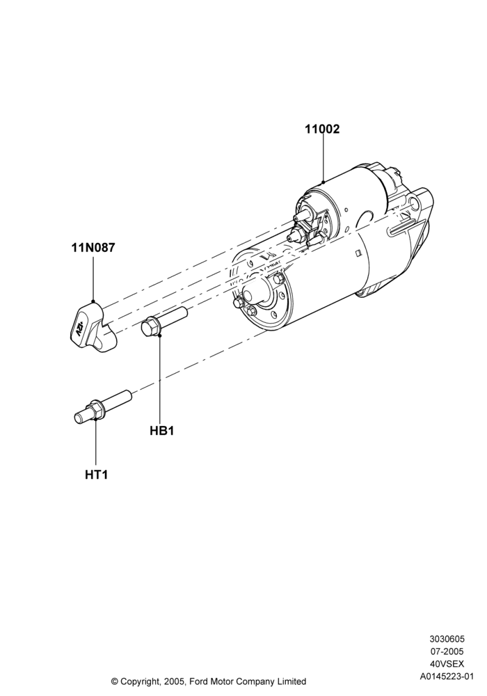 05F - Starter Motor, 4.0L V6 12V SOHC EFI; 19/JUL/2005-16/DEC/2010