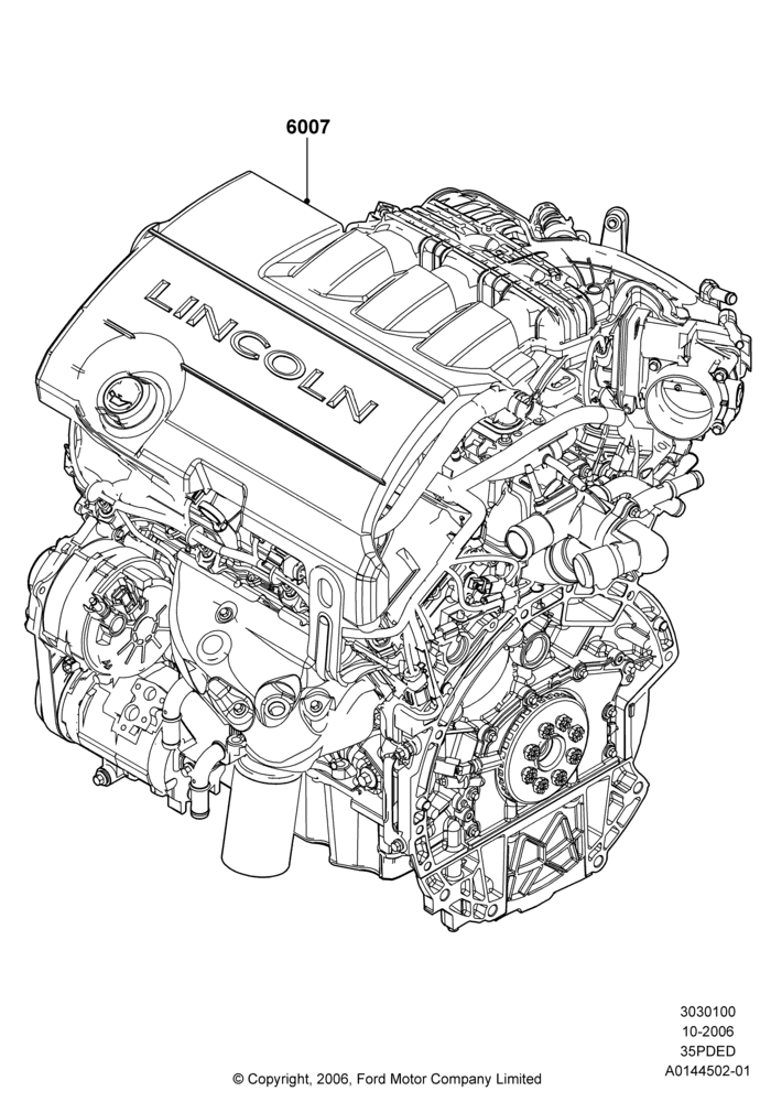 00A - Engine Assy Fully Dressed, 3.5L 4V DOHC VCT SMPI V6 Gas; 06/NOV/2006-12/JUL/2010