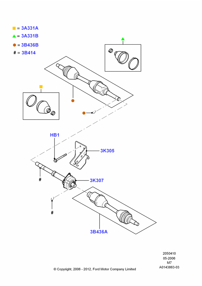 10A - Drive Shaft - Front Axle Drive, 2WD, 4 Speed CD4E Automatic; 01/MAY/2006-23/JUN/2008