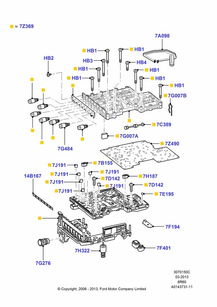 50C - Valve Body - Main Control & Servo's, 6 Speed Auto Transmission 6R60, 6 Speed Automatic Trans (6R80); 30/JAN/2006-29/OCT/2010