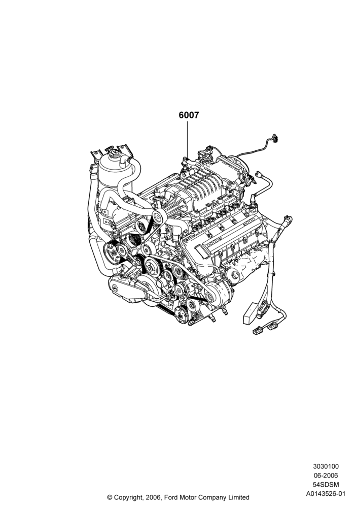 00B - Engine Assy Fully Dressed, 5.4L 4V DOHC EFI S/C ALUM V8 G; 06/JUN/2006-30/APR/2012