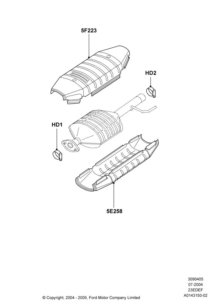 Heat Shields - Exhaust System, 2.3LI4 16v Gas/Electric DOHC Hybrid