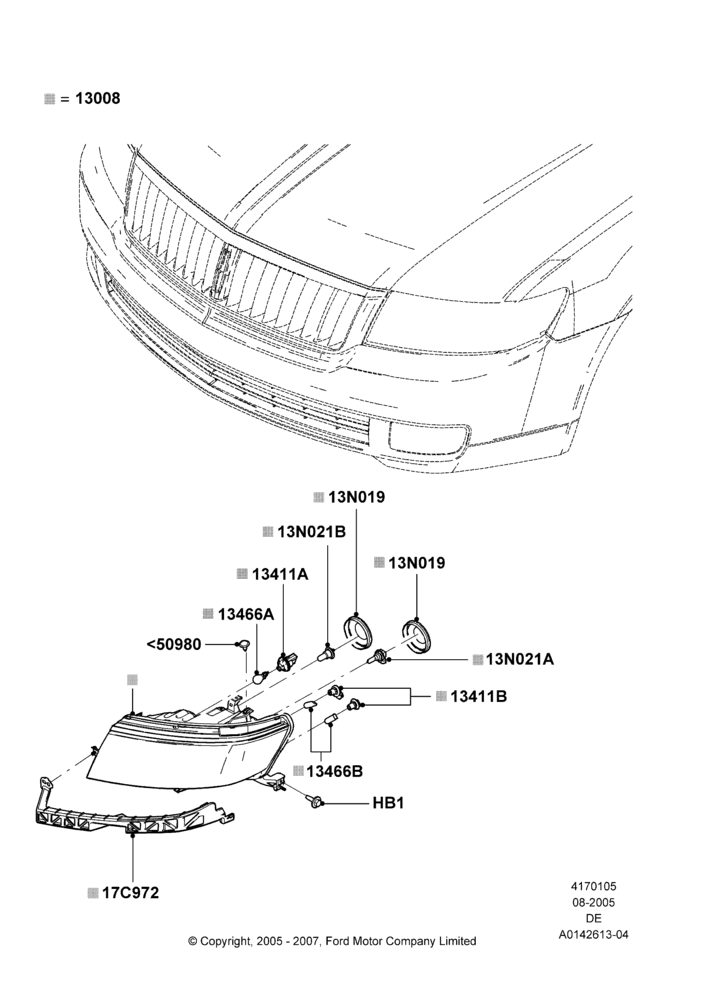 Headlamps and Front Flasher Lamps, Lincoln Division Derivative, With Quad Headlamps