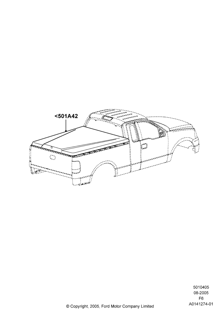 Pick Up Box/Tailgate and Tonneau, Less Pickup Side Rails, Lincoln Mark LT, With 5.5' Styleside Box, Accessory, Leer One-Piece Fiberglass Hard Tonneau Cover