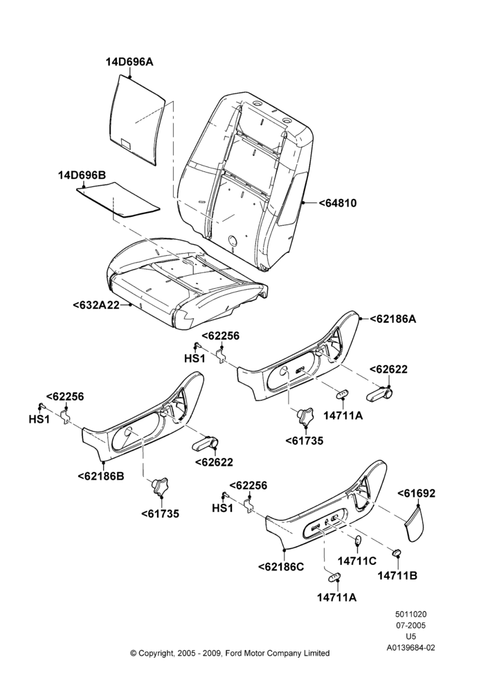 20C - Front Seat Pads/Valances & Heating, Driver Seat; 19/JUL/2005-16/DEC/2010