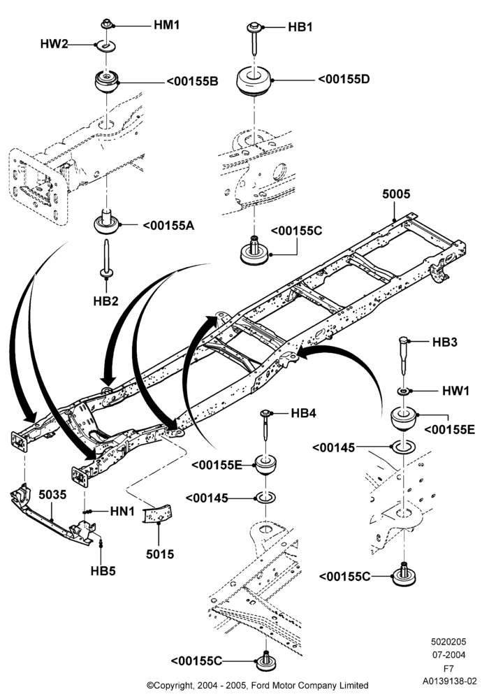 05E - Chassis Frame, Narrow Frame (Chassis Cab), Super Cab; 19/JUL/2004-18/DEC/2006