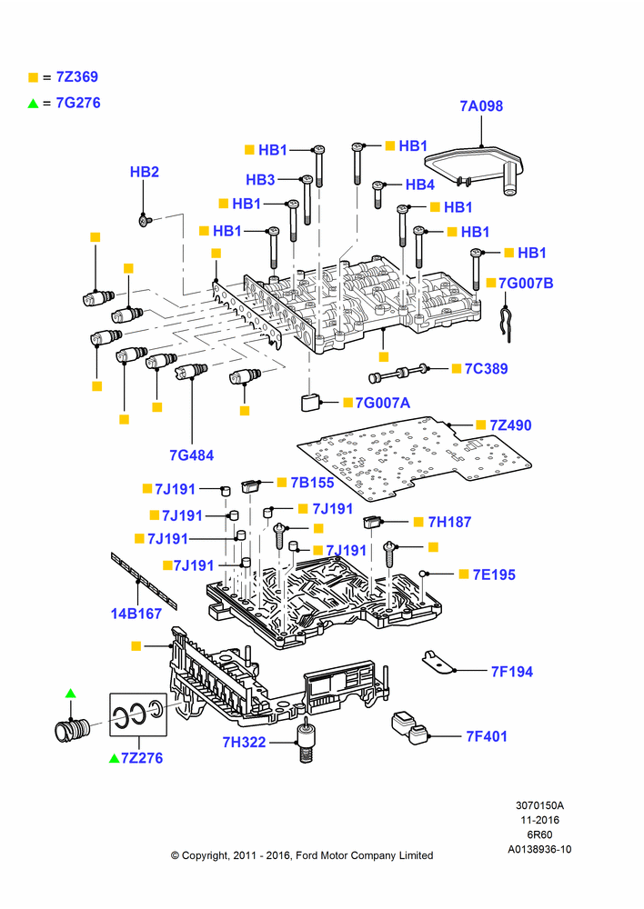 50A - Valve Body - Main Control & Servo's, 6 Speed Auto Trans (6R75), 6 Speed Automatic Trans (6R80); 02/AUG/2006-22/AUG/2011