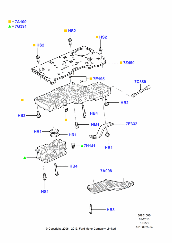 50B - Valve Body - Main Control & Servo's, 5 Speed Auto Transmission 5R55S; 30/JAN/2006-29/OCT/2010