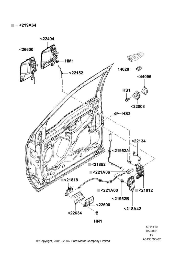 10C - Front Door Lock Controls, Crew Cab, Less Door Entry Remote Control Unit, Regular Cab; 16/MAY/2005-12/FEB/2010