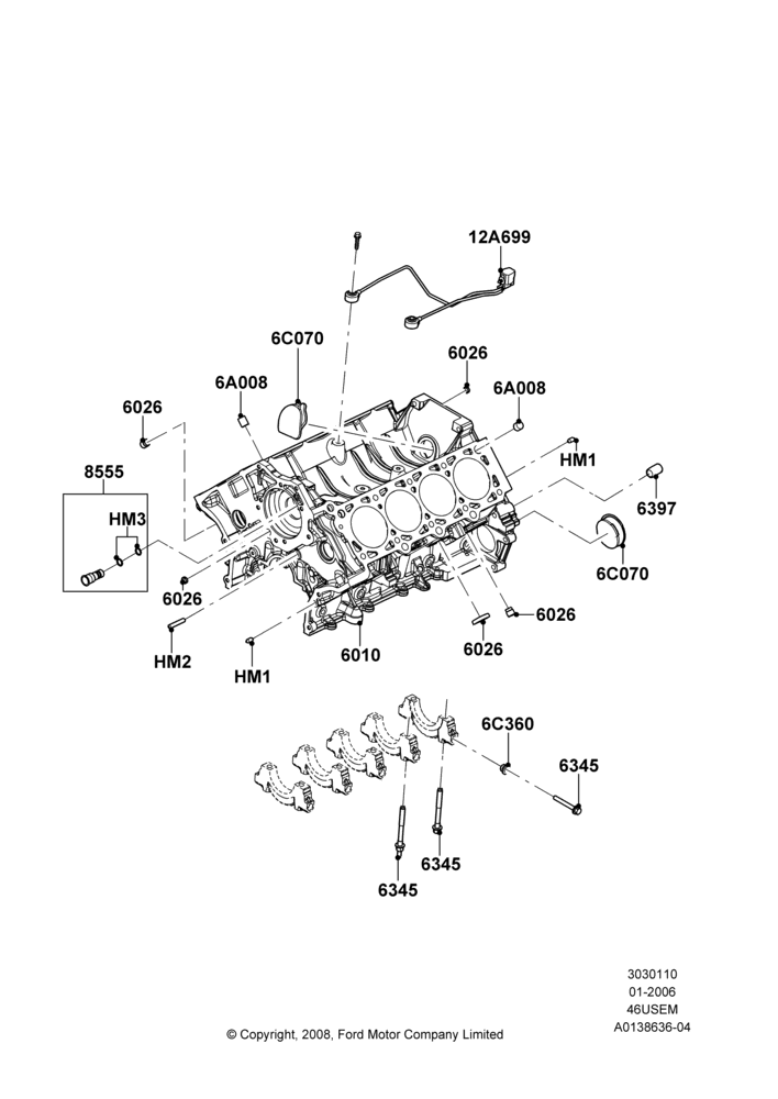 10B - Cylinder Block and Plugs, 4.6L 3V V8; 30/JAN/2006-29/OCT/2010