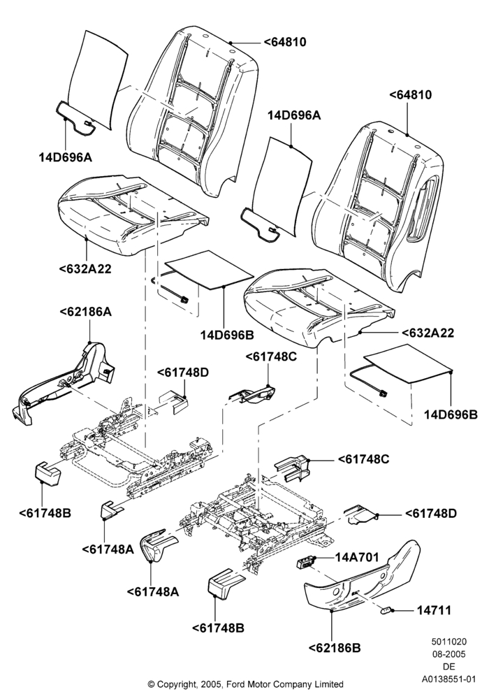 20B - Front Seat Pads/Valances & Heating, Ford Division Derivative, With Drivers Heated Seat, With Heated Passenger Seat; 01/AUG/2005-04/FEB/2009