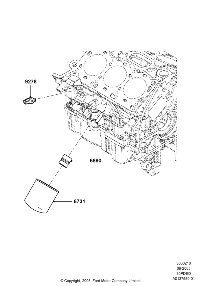 10E - Oil Cooler and Filter, 3.0 DOHC EFI; 01/AUG/2005-04/FEB/2009