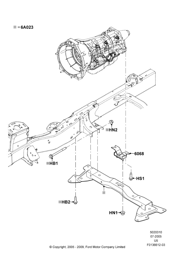 10B - Transmission Mounting, 2WD, 4.0L V6 12V SOHC EFI; 19/JUL/2005-16/DEC/2010