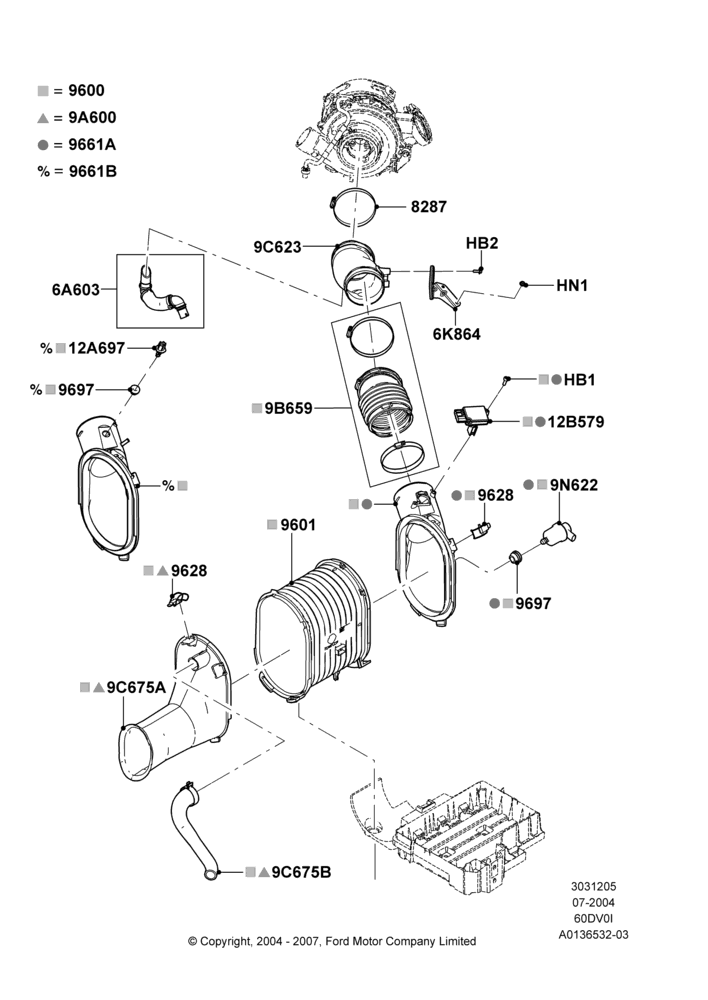05A - Air Cleaner, 6.0L OHV Diesel V8; 19/JUL/2004-16/MAY/2005