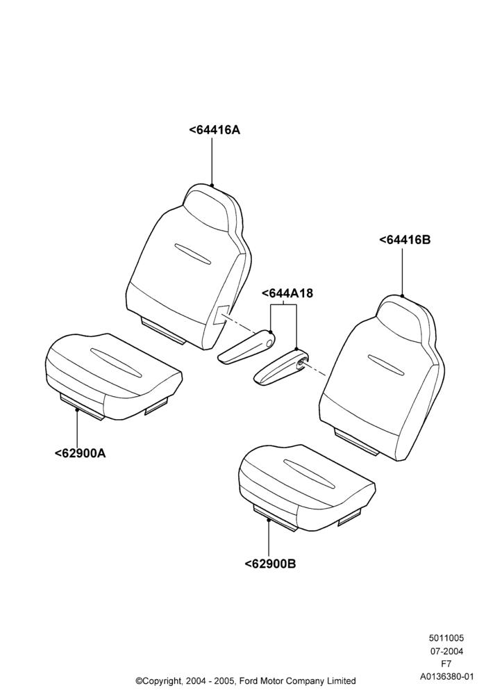 05B - Front Seat Covers, With High Back Front Seats; 19/JUL/2004-18/DEC/2006