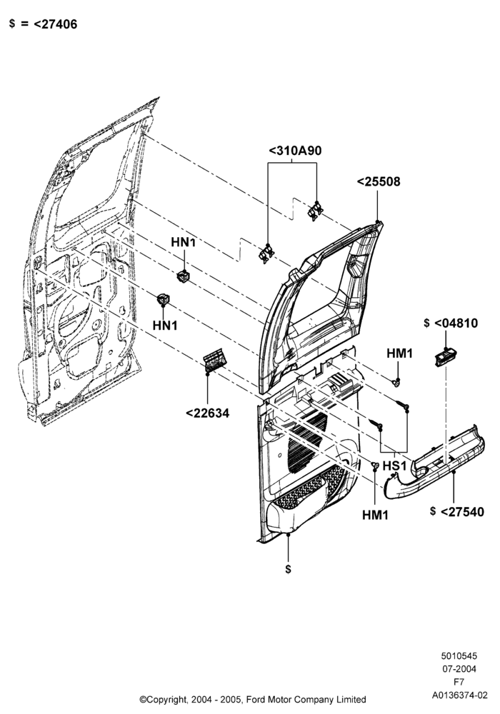 45A - Rear Door Trim Panels, Super Cab; 19/JUL/2004-18/DEC/2006