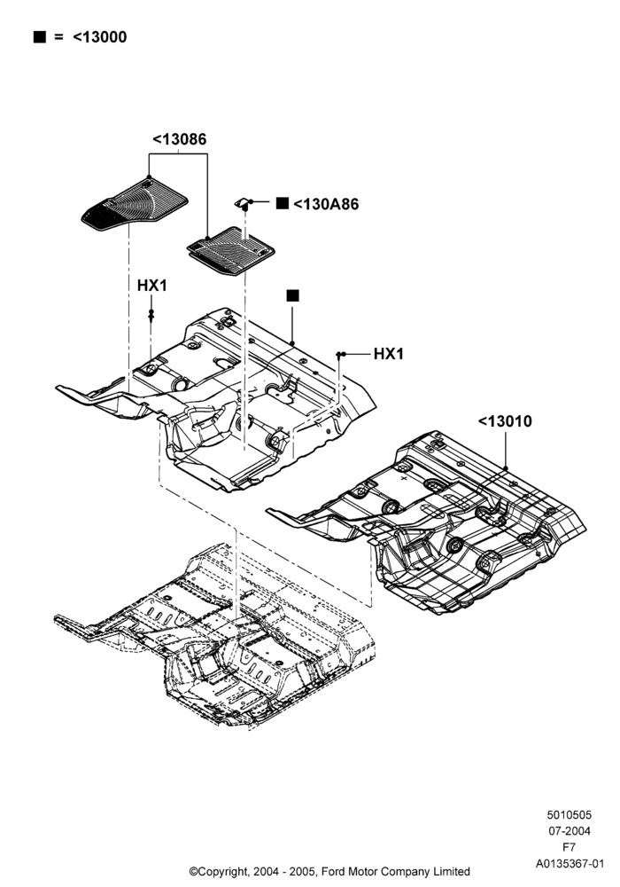 05A - Floor Trim, Regular Cab, Production Installed; 19/JUL/2004-18/DEC/2006